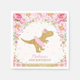 Floral Dinosaur Geburtstagsparty Pink Tutu T-Rex Serviette