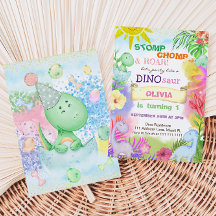 Floral Dinosaur Tropical Girl 1ST Geburtstag