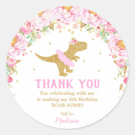 Floral Dinosaur Vielen Dank für Girl Tutu T-rex Runder Aufkleber