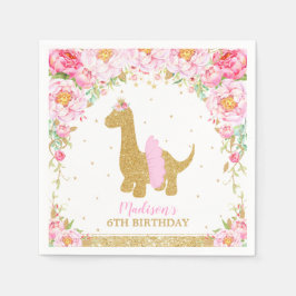 Floral Dinosaurier Birthday Pink Tutu Brachiosauru Serviette