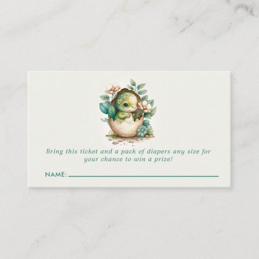 Floral Dinosaurier Egg Babydusche Windelwindeln Begleitkarte (Vorderseite)