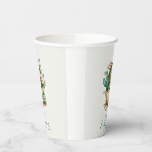 Floral Dinosaurier Ei Aquarell Babydusche Papier C Pappbecher (Links)