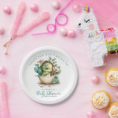 Floral Dinosaurier Ei Wasserfarbe Babydusche Pappteller (Party)