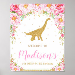 Floral Dinosaurier Willkommen Geburtstag Zeichen B Poster