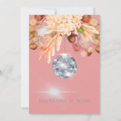 Floral Disco Ball Elegante Rosa Hochzeit Probe Einladung (Rückseite)