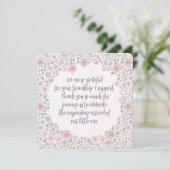 Floral Ditsy Baby Dusche Danke Karten (Stehend Vorderseite)