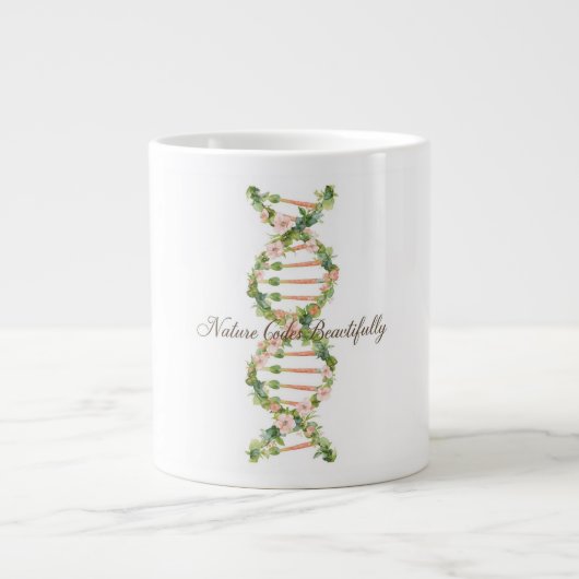 Floral DNA Helix Watercolor Art Jumbo-Tasse (Vorderseite)