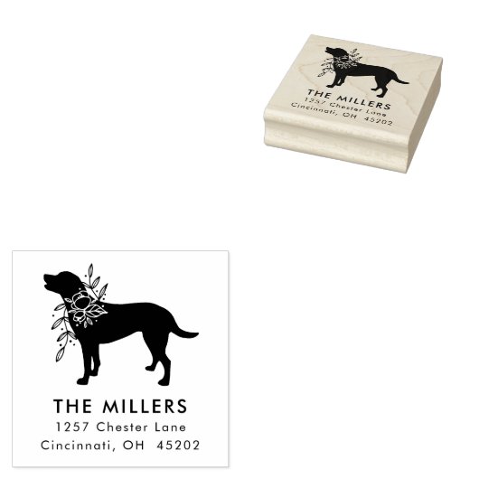 Floral Dog Personalisiert Square Anschrift Briefma Gummistempel (Stempel)