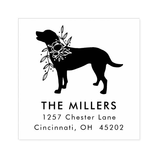 Floral Dog Personalisiert Square Anschrift Briefma Gummistempel (Prägung)