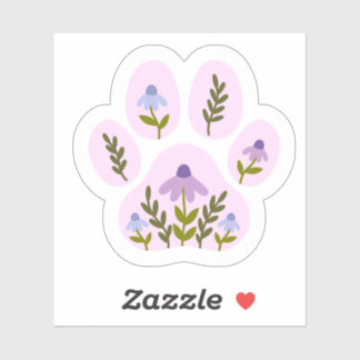 Floral Dog Pfosten Druckaufkleber - Niedliches bot Aufkleber
