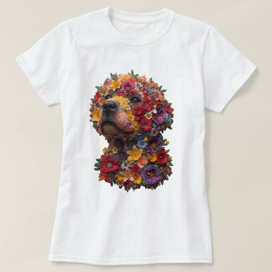 Floral Dog T-Shirt | Cute Flower Puppy Design (Design vorne)