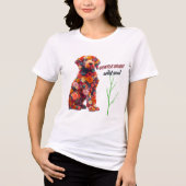 Floral Dog T-Shirt | Cute Flower Puppy Design  Tri-Blend Shirt (Vorderseite)