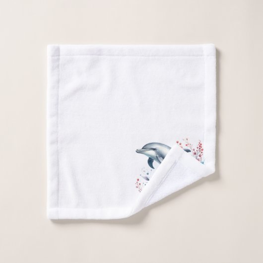 Floral Dolphin Badhandtuch Set (Waschlappen)