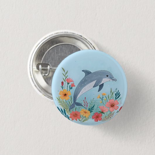 Floral Dolphin Button (Vorne & Hinten)