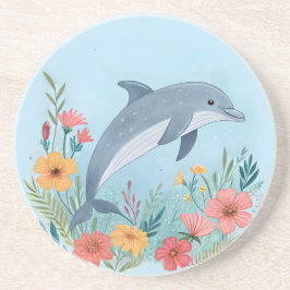 Floral Dolphin Getränkeuntersetzer