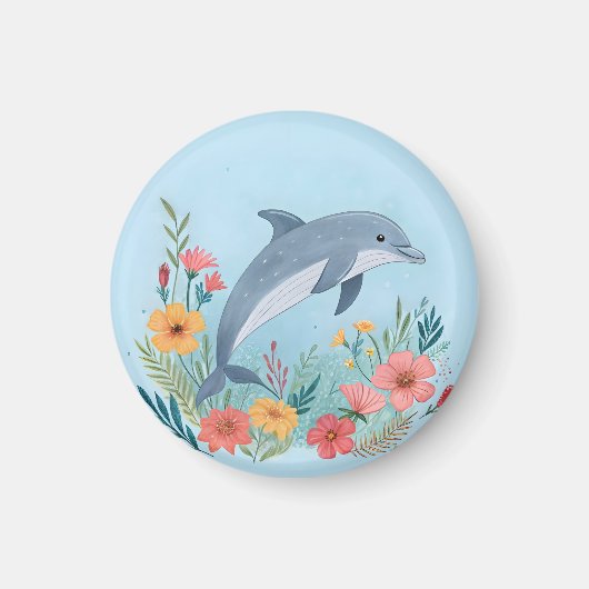 Floral Dolphin Magnet (Vorne)