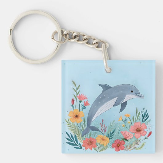 Floral Dolphin Schlüsselanhänger (Vorderseite)
