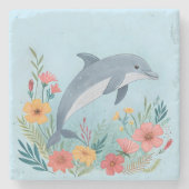Floral Dolphin Steinuntersetzer (Vorderseite)