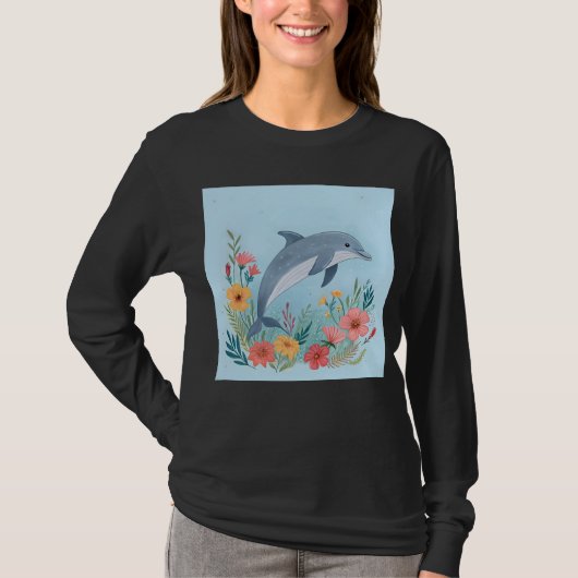 Floral Dolphin T-Shirt (Vorderseite)