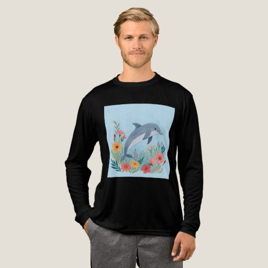 Floral Dolphin Tri-Blend Shirt (Volle Vorderseite)
