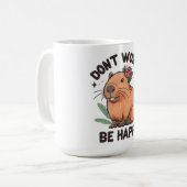 Floral Dont Worry Be Happy Capy, blumengeschmückte Kaffeetasse (Vorderseite Links)
