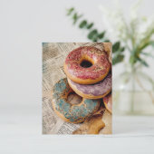 Floral Donut Postkarte (Stehend Vorderseite)