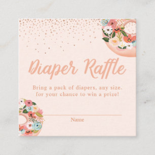 Floral Donuts Baby Duschdiapers Raffle Umschließun Begleitkarte
