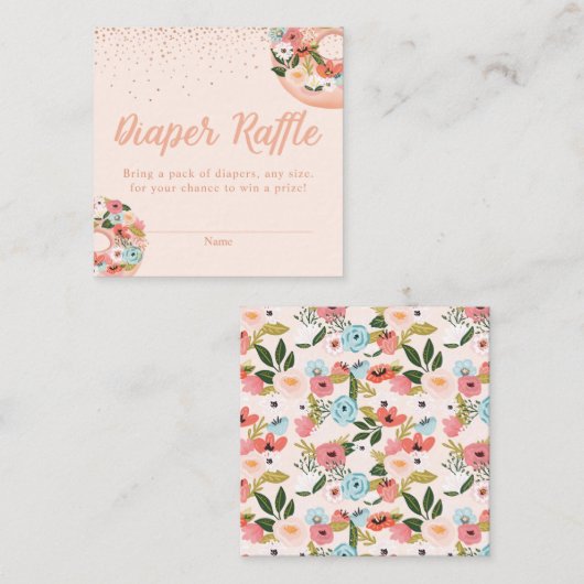 Floral Donuts Baby Duschdiapers Raffle Umschließun Begleitkarte (Vorne/Hinten)