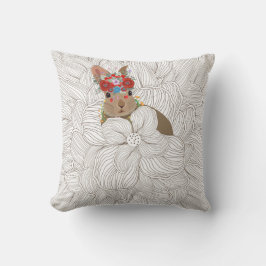Floral Doodle Bunny Rabbit | Osterferien Kissen