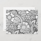 Floral Doodle Muster Postkarte (Vorne/Hinten)