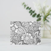 Floral Doodle Muster Postkarte (Stehend Vorderseite)