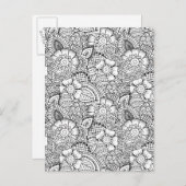 Floral Doodle Muster Postkarte (Vorne/Hinten)