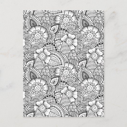 Floral Doodle Muster Postkarte (Vorderseite)