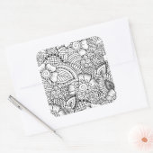 Floral Doodle Muster Quadratischer Aufkleber (Umschlag)