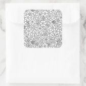 Floral Doodle Quadratischer Aufkleber (Tasche)