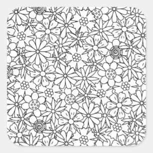 Floral Doodle Quadratischer Aufkleber