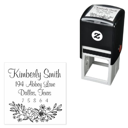 Floral Doodles Address Briefmarke Permastempel (Beispiel)
