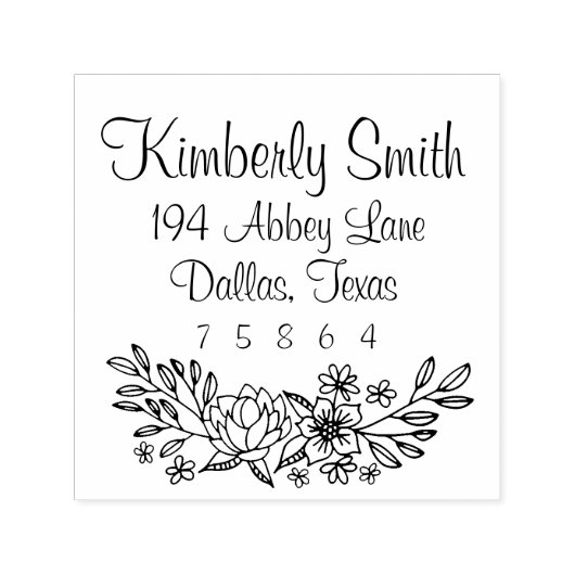 Floral Doodles Address Briefmarke Permastempel (Design)