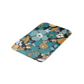 Floral Doodles Aqua Teal Mustard Black White Badematte (Schrägansicht)