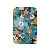 Floral Doodles Aqua Teal Mustard Black White Badematte (Vorderseite Vertikal)