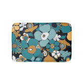 Floral Doodles Aqua Teal Mustard Black White Badematte (Vorderseite)