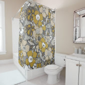 Floral Doodles Mustard Beige Taupe Grey Black   Duschvorhang (Beispiel)