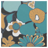 Floral Doodles Senf aquamarin blaues Wasser Stoff (Nahaufnahme)