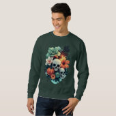 Floral Doppelhüllter Schädel mit Kürbis Sweatshirt (Vorne ganz)