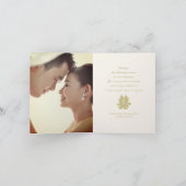Floral Double Happiness Chinesisch Hochzeit 4 Foto Dankeskarte (Innenseite)
