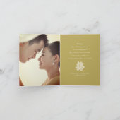 Floral Double Happiness Chinesisch Hochzeit 4 Foto Dankeskarte (Innenseite)