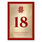 Floral Double Happiness Gold Foil Chinesische Hoch Tischnummer (Rückseite)
