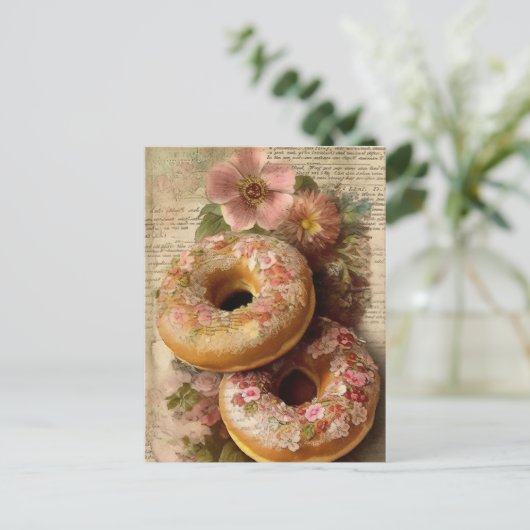 Floral Doughnut Postkarte (Stehend Vorderseite)