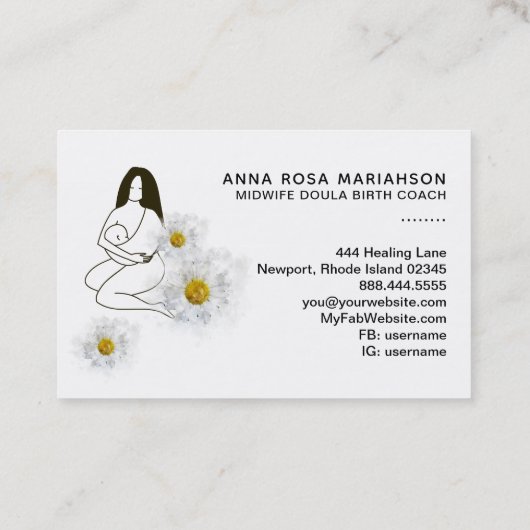 *~* Floral Doula Birthing Hebamme Schwangerschaft Visitenkarte (Rückseite)