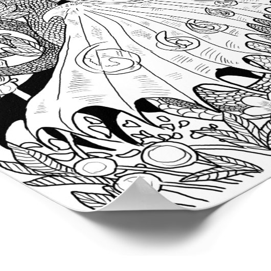 Floral Dragon Coloring Page Poster (Ecke)